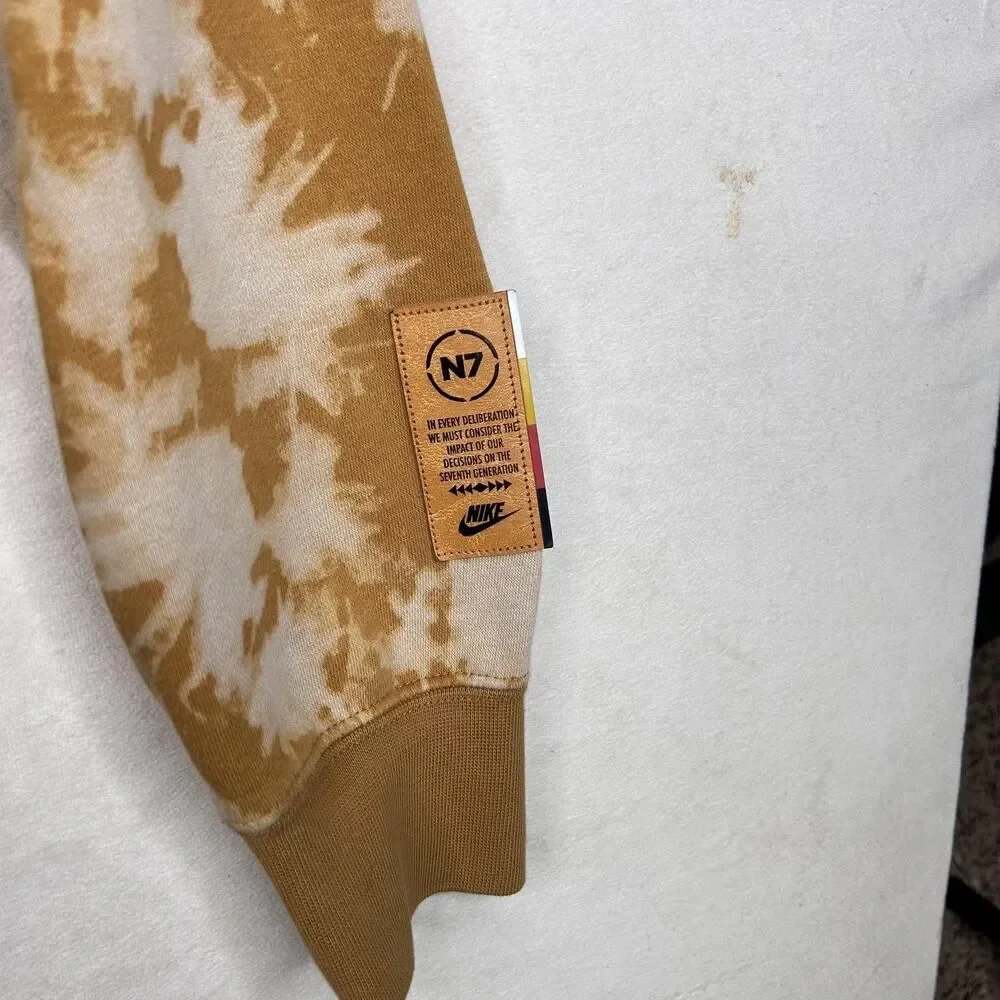 Nike N7 Hoodie Tie Dye Pullover Sweatshirt Brown Native Medium Mens